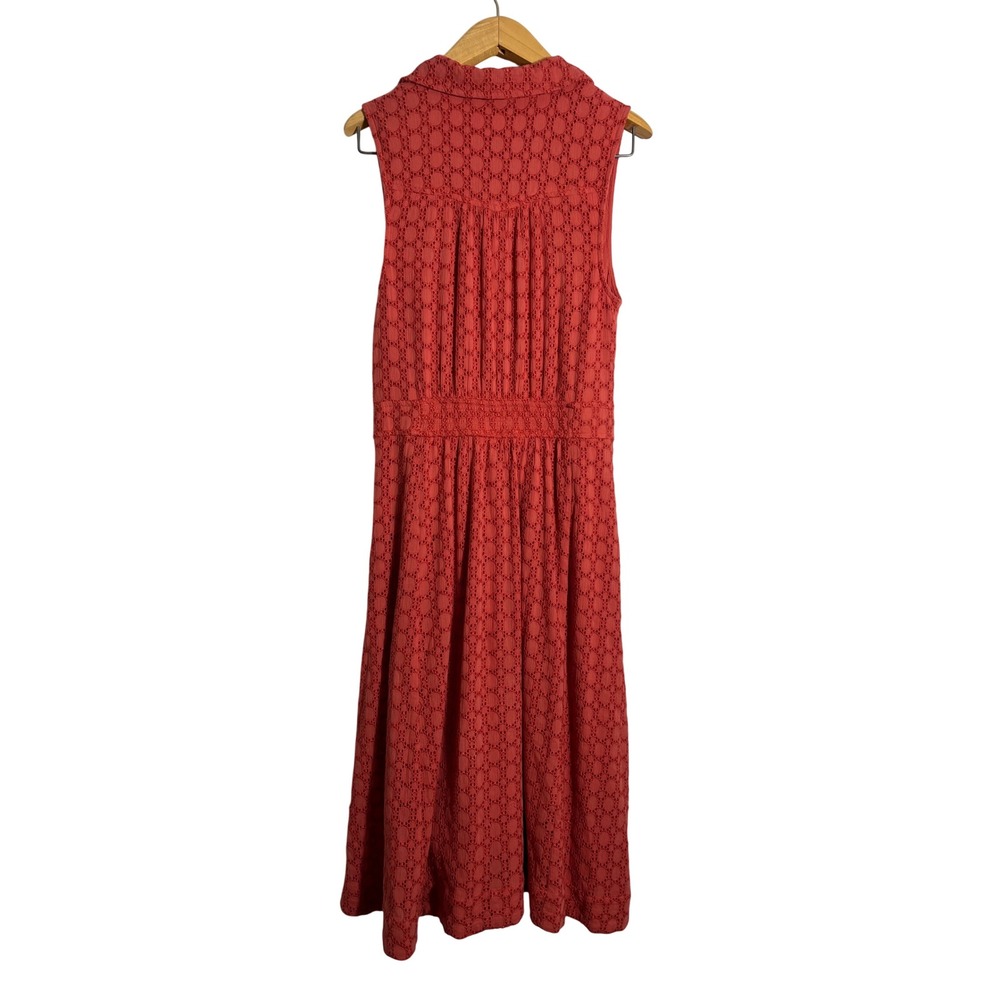 BY ANTHROPOLOGIE Collared Elm Eyelet Faux Wrap Midi Dress - Picture 4 of 11